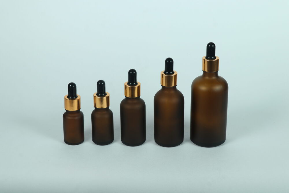 30ml Amber Frosted Bottle - Glass Material, Round Shape, Brown Color | Ideal For Essential Oils, Perfumes, And Laboratory Applications