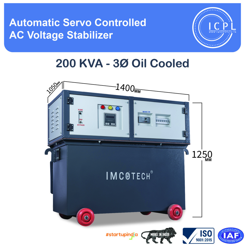 200 Kva Three Phase Oil Cooled Servo Voltage Stabilizer - Current Type: Ac To Dc