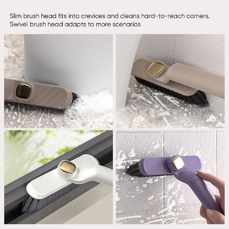 Rotating Crevice Cleaning Brush 2 in1 Cleaning Brush With Clip Hard Bristle Gap Cleaner Brush