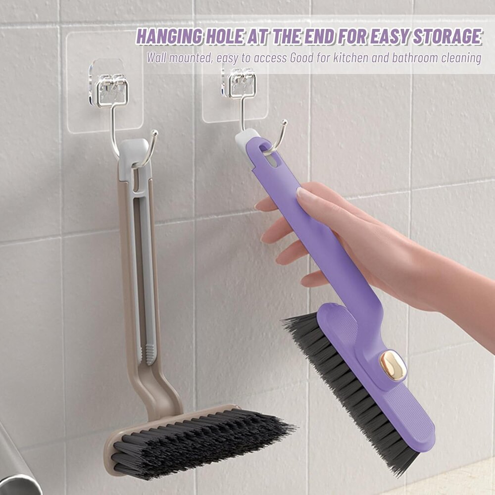 Rotating Crevice Cleaning Brush 2 in1 Cleaning Brush With Clip Hard Bristle Gap Cleaner Brush
