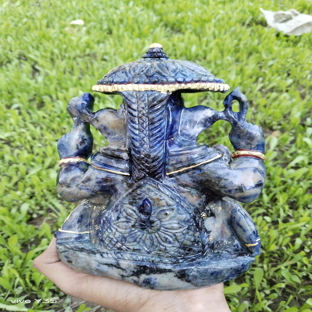 Sodalite Painted Ganesh - Color: Black