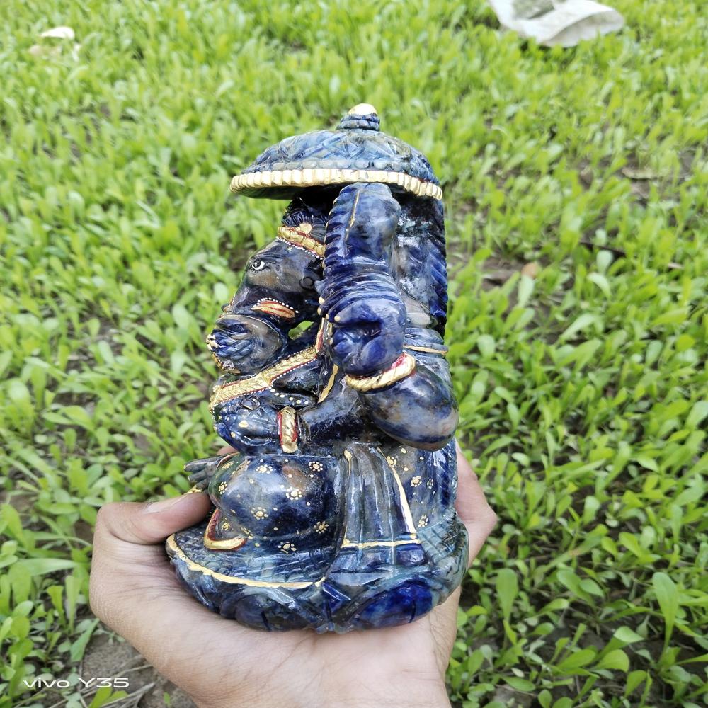 Sodalite Painted Ganesh - Color: Black