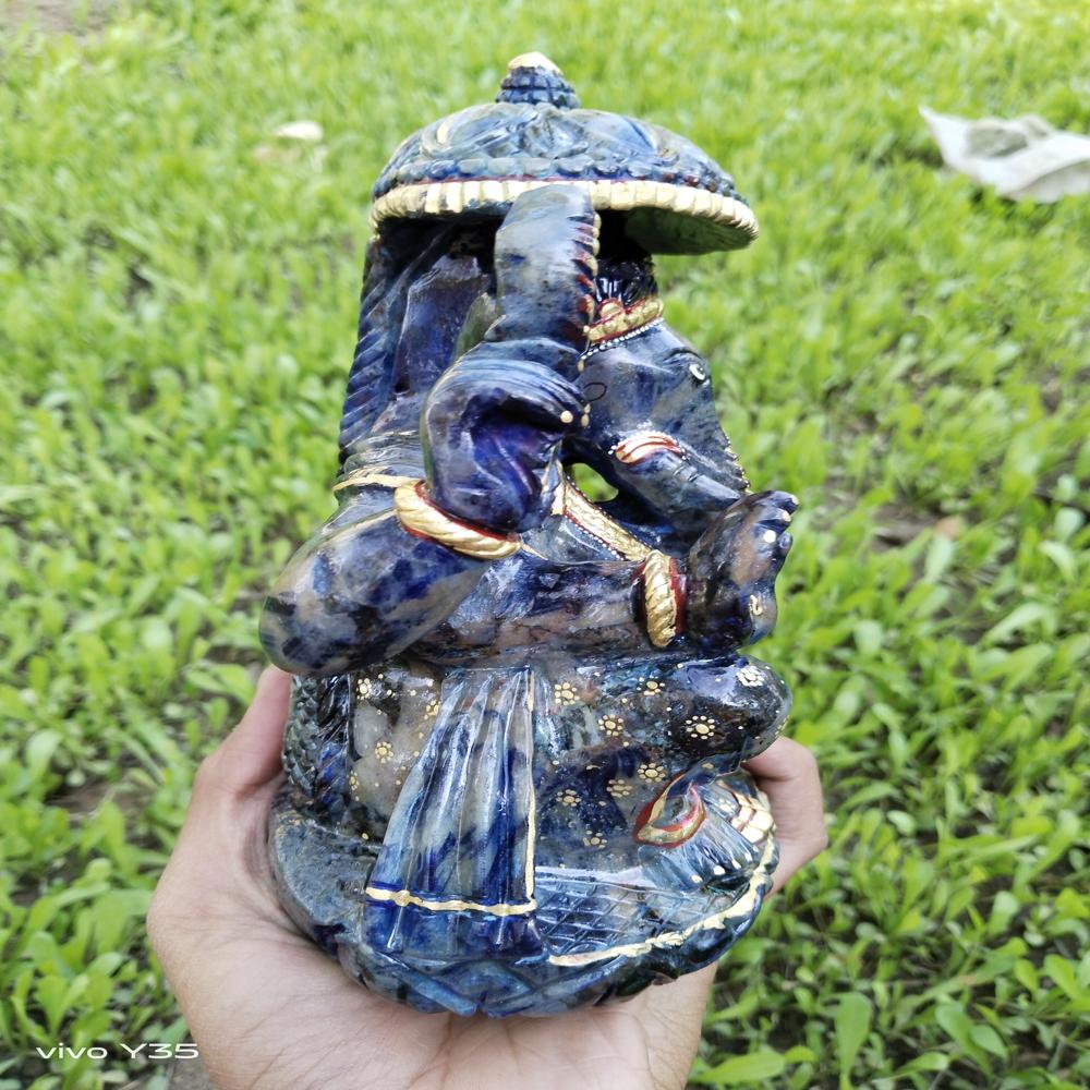 Sodalite Painted Ganesh - Color: Black