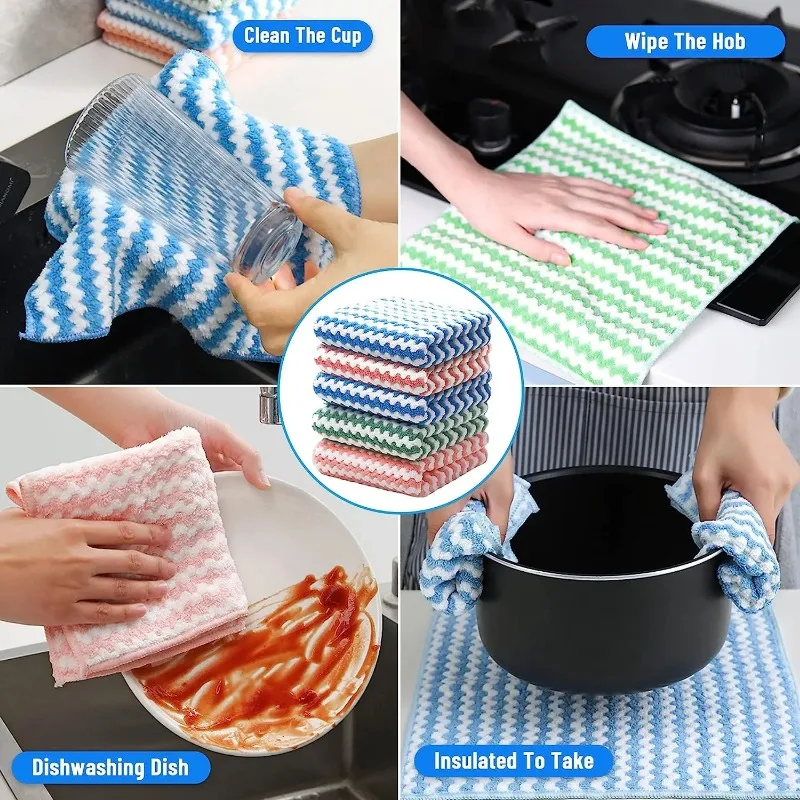 Microfiber Cleaning Cloth Water Absorbent Cleaning Rag Free Fast Drying Scouring Towel