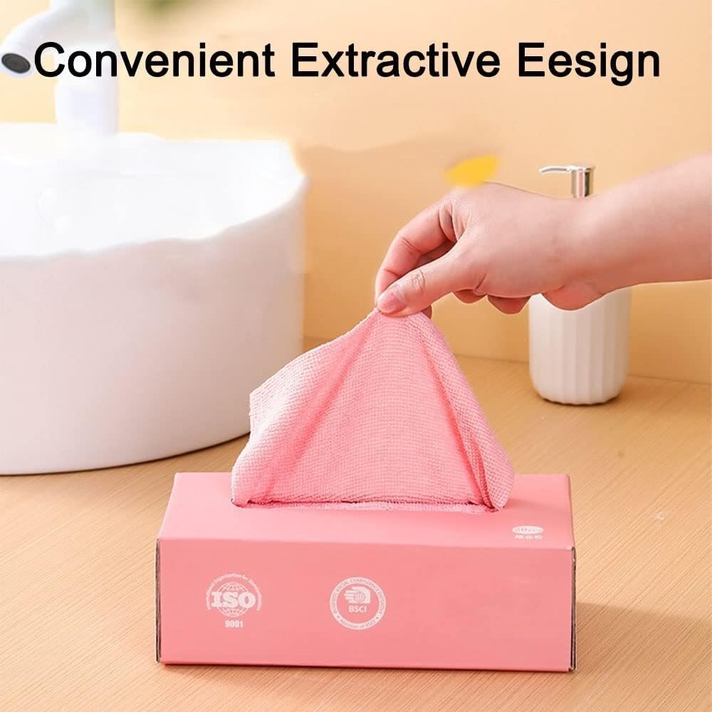 Microfiber Cleaning Cloth Absorbent Reusable Dishcloth with Dispenser Box