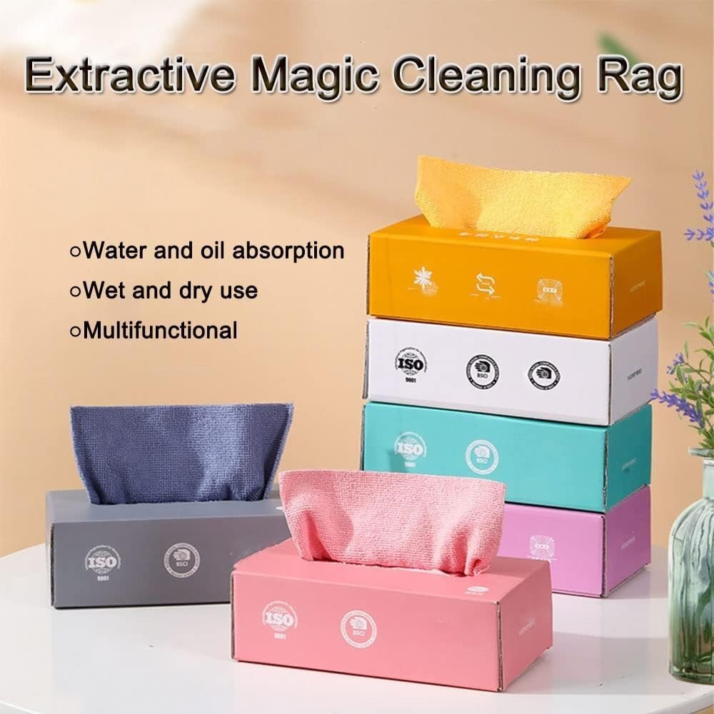 Microfiber Cleaning Cloth Absorbent Reusable Dishcloth with Dispenser Box