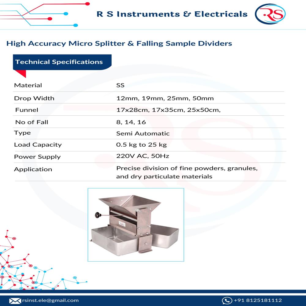 High Accuracy Micro Splitter And Falling Sample Dividers - Automation Grade: Semi-automatic