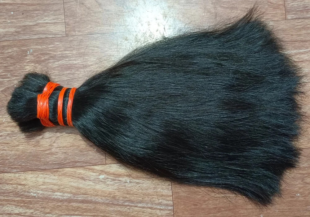 Black Double Drawn Human Hair