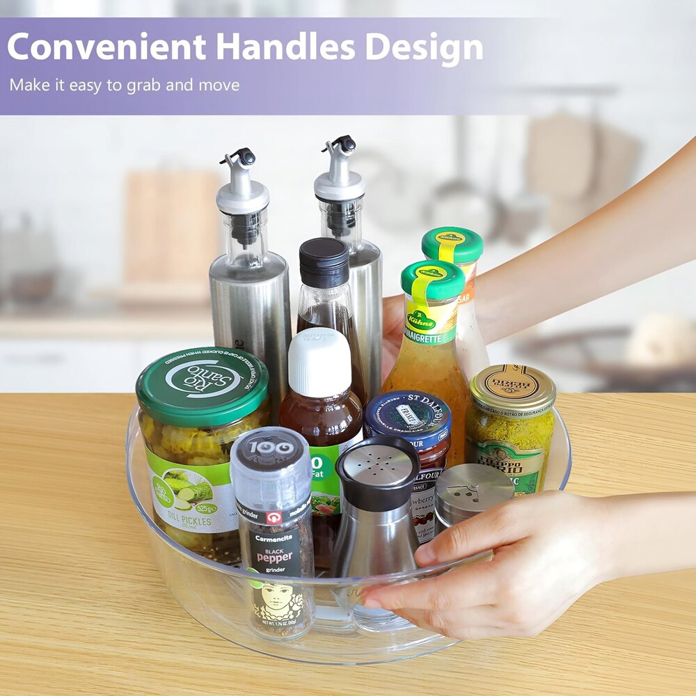 360 Degree Rotating Tray Organiser Transparent Rotating Organizer