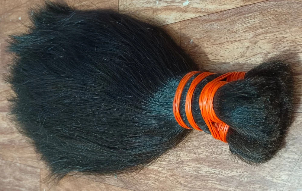Black Double Drawn Human Hair