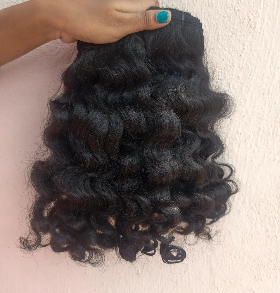 Permanent Natural Curly Hair Human Hair Weft Bundle Extension 100gm