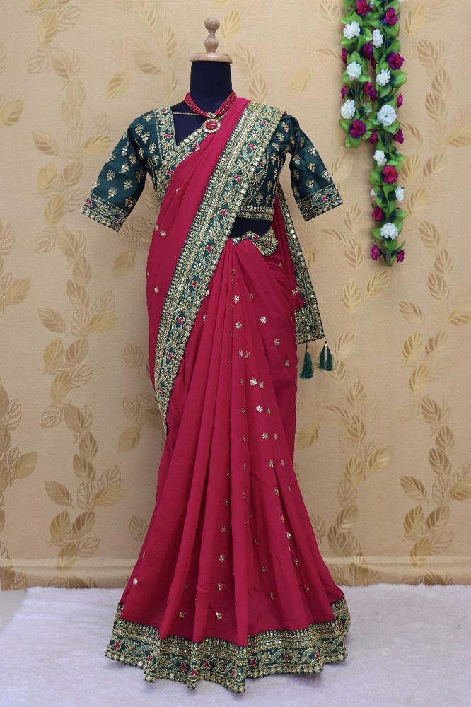 HEAVY VICHITRA SILK SAREE