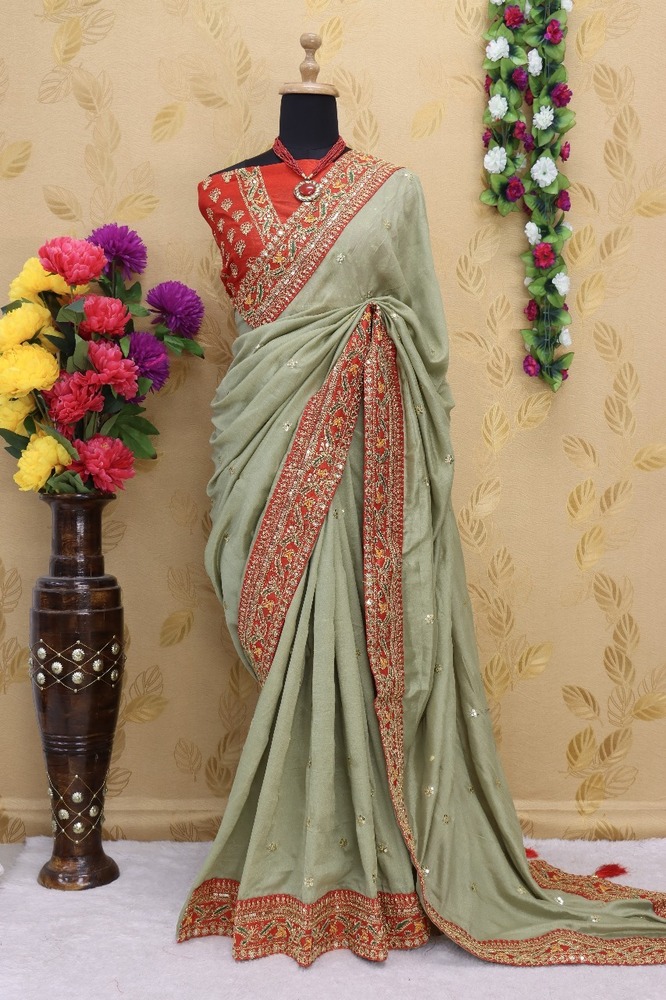 HEAVY VICHITRA SILK SAREE