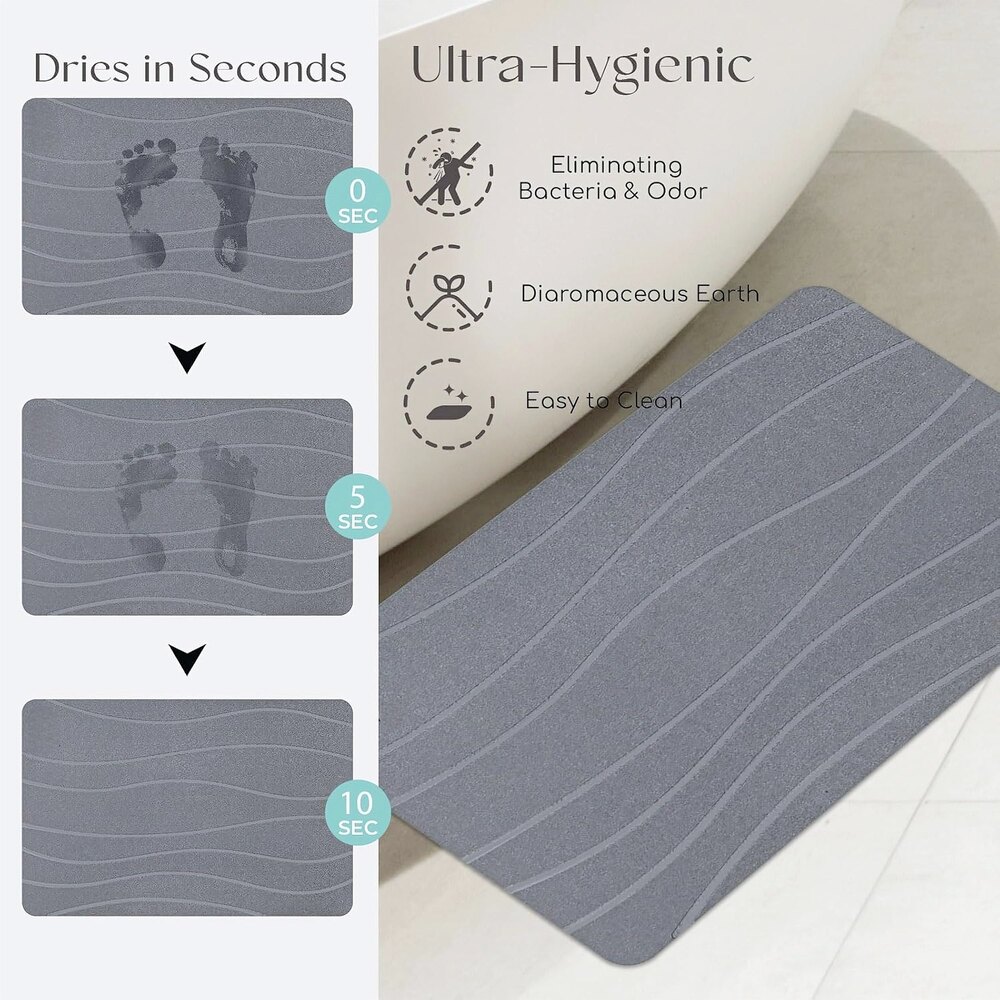 Stone Bath Mat Diatomaceous Earth Bath Mat For Bathroom Quick Dry Absorbent Bath Mat
