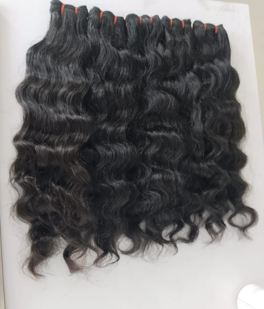 Supplier Indian Raw Temple Virgin Human Hair Natural Wavy Bundles Length: 20 inch