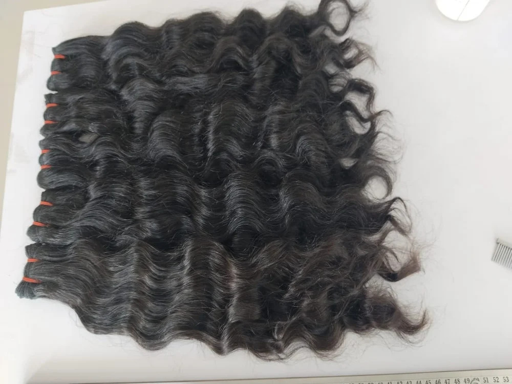 Indian Raw Temple Virgin Human Hair Natural Wavy, Length: 20 inch