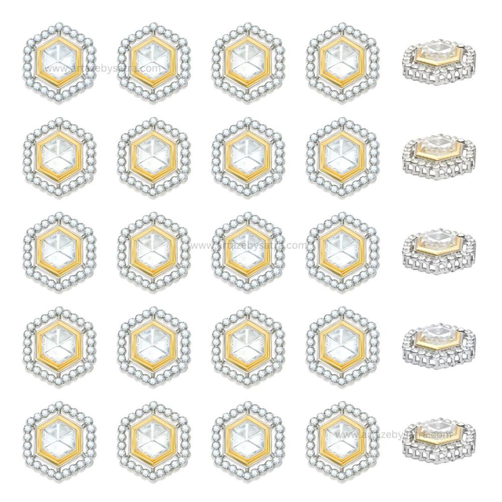 Hexagon Meenakari Kundan Beads | Size : 21mm | Qty : 6pcs