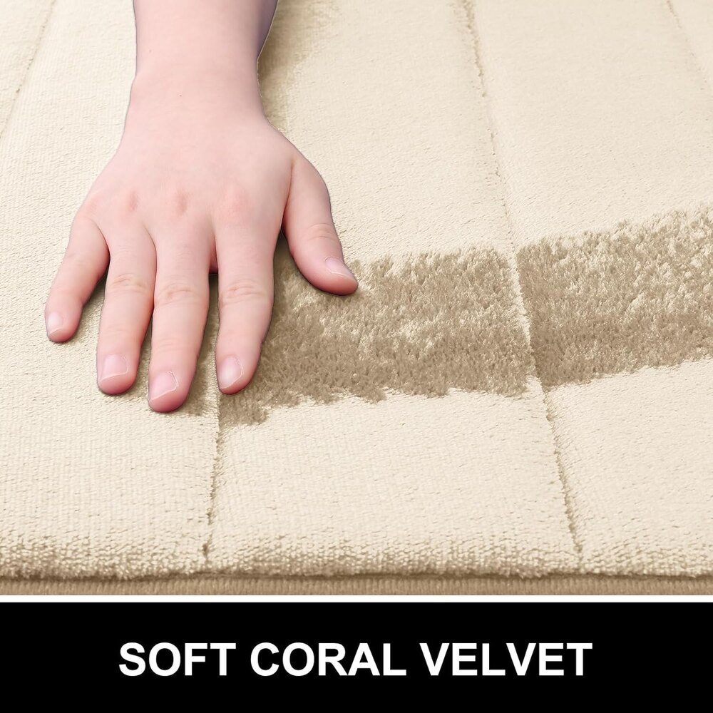 Memory Foam Bathroom Mat Non-Slip Rapid Water Absorption Super Soft Velvet Doormat