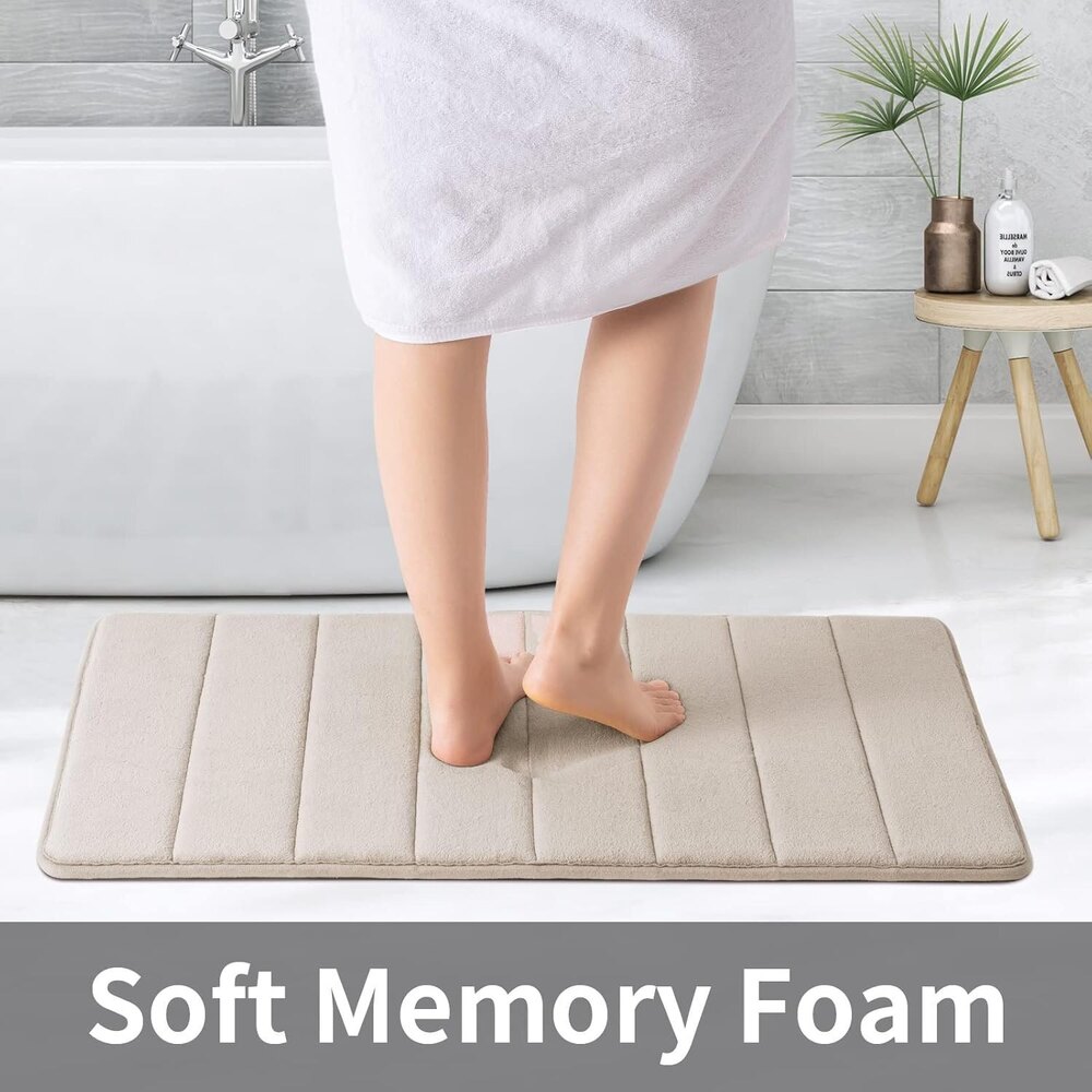 Memory Foam Bathroom Mat Non-Slip Rapid Water Absorption Super Soft Velvet Doormat