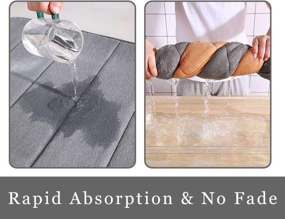 Memory Foam Bath Mat Non Slip Water Absorbent Velvet Thick Soft Floor Rug