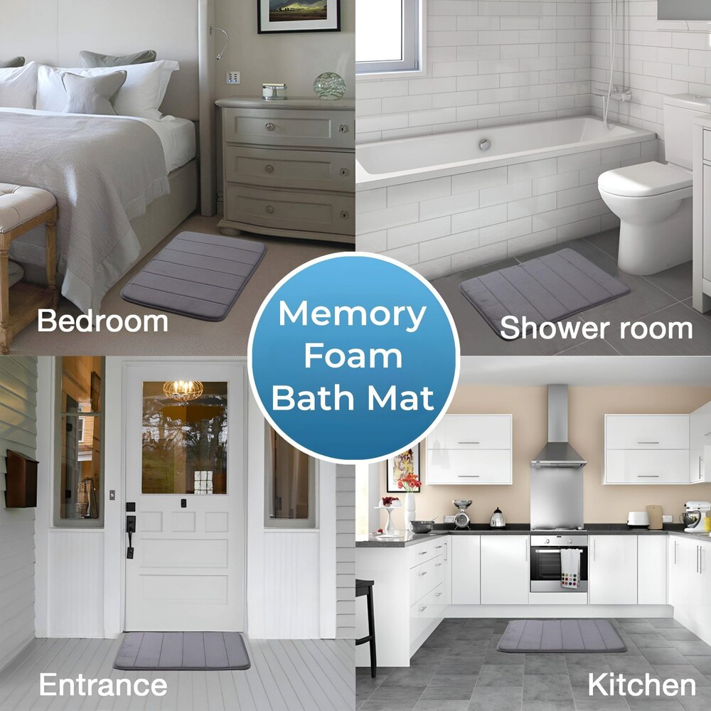 Memory Foam Bath Mat Non Slip Water Absorbent Velvet Thick Soft Floor Rug