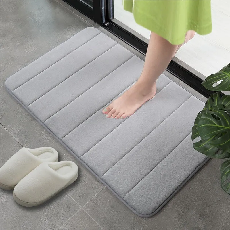 Memory Foam Bath Mat Non Slip Water Absorbent Velvet Thick Soft Floor Rug