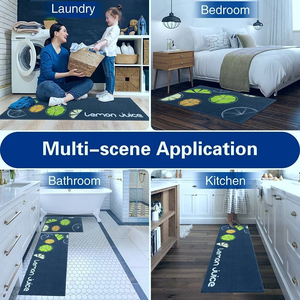 KITCHEN FLOOR MAT SET - LEMON JUICE