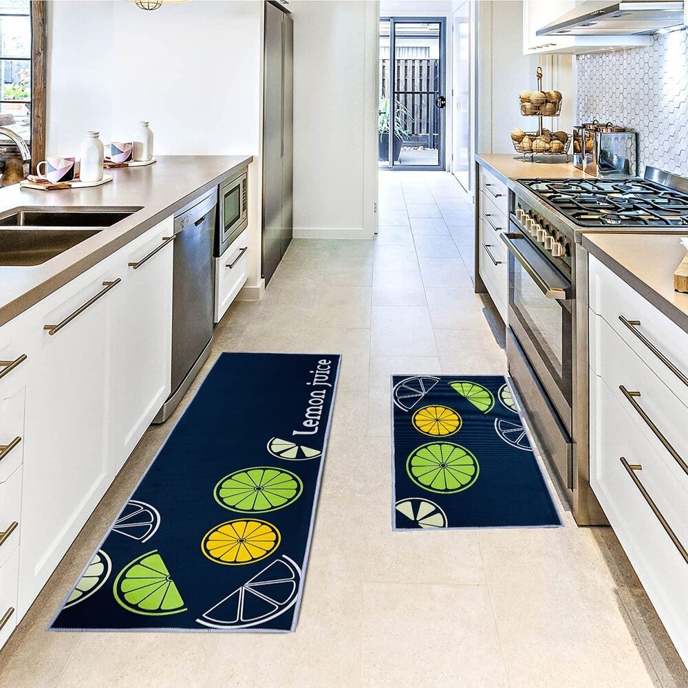 KITCHEN FLOOR MAT SET - LEMON JUICE