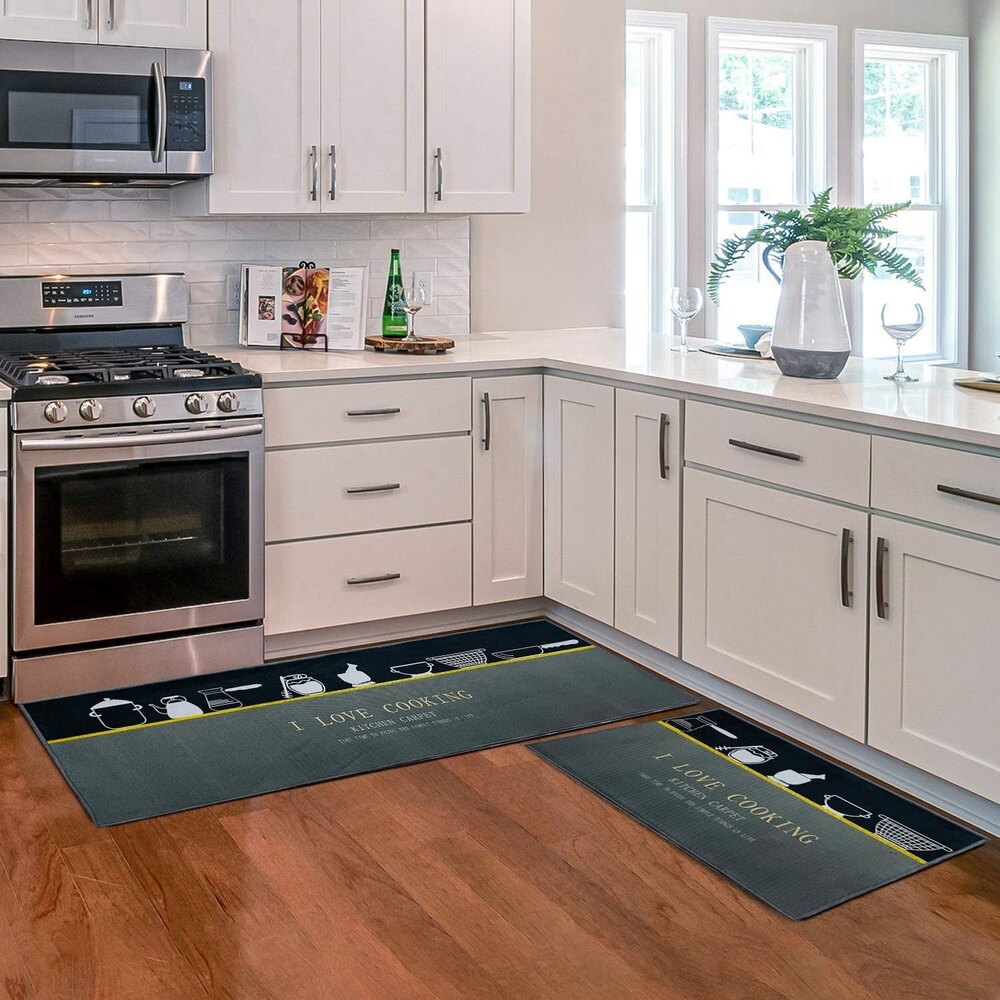 KITCHEN FLOOR MAT SET - LOVE COOKING