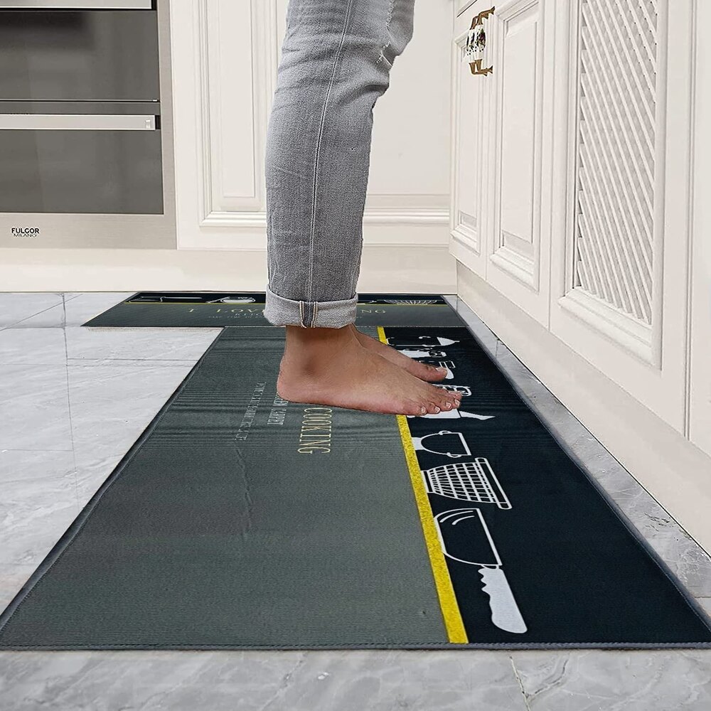 KITCHEN FLOOR MAT SET - LOVE COOKING