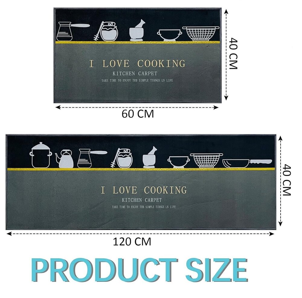 KITCHEN FLOOR MAT SET - LOVE COOKING