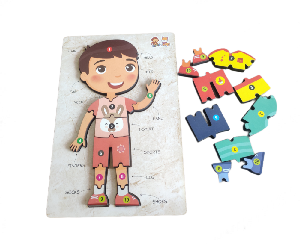 Body Parts Puzzle Kit Wooden Educational Learning Puzzle Board