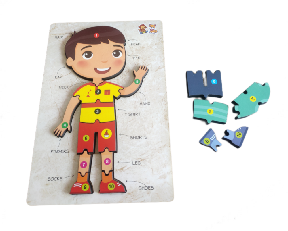 Body Parts Puzzle Kit Wooden Educational Learning Puzzle Board
