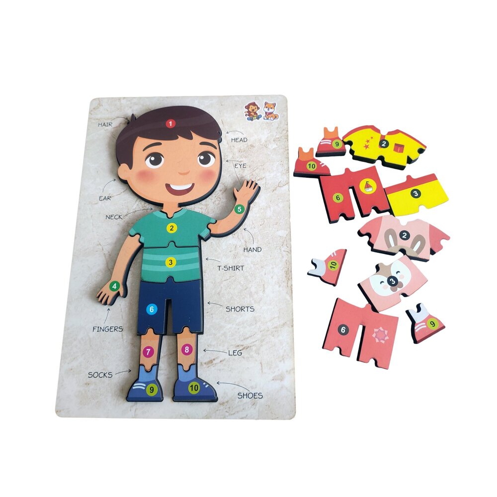 Body Parts Puzzle Kit Wooden Educational Learning Puzzle Board