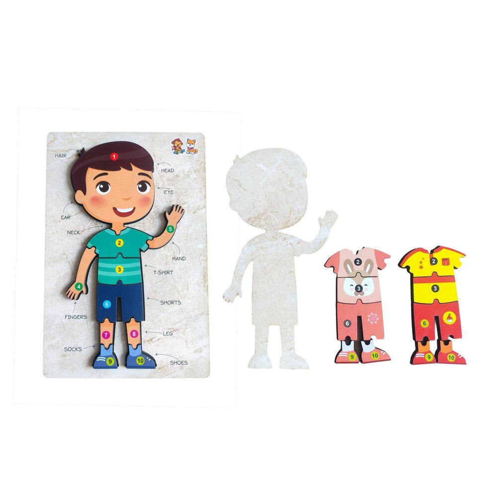 Body Parts Puzzle Kit Wooden Educational Learning Puzzle Board