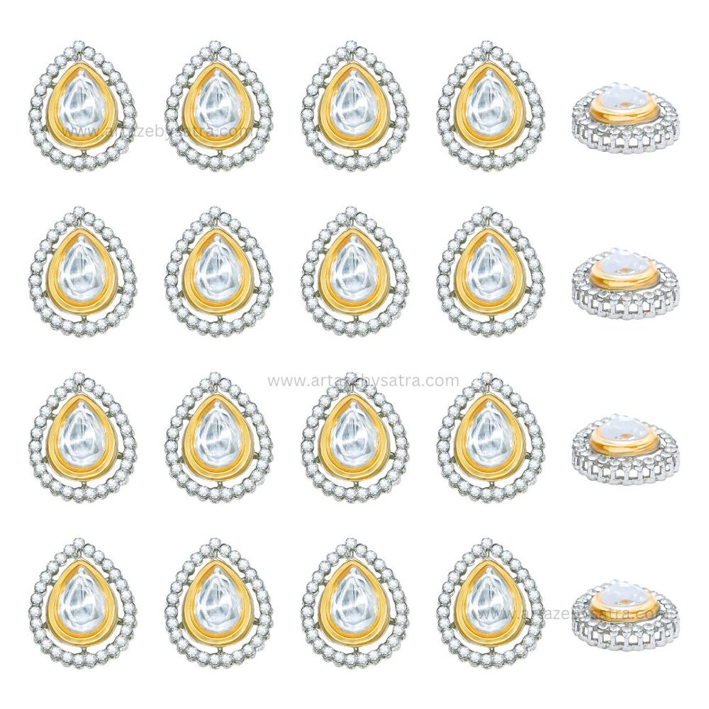 Drop Meenakari Kundan Beads | Size : 21mm | Qty : 6pcs