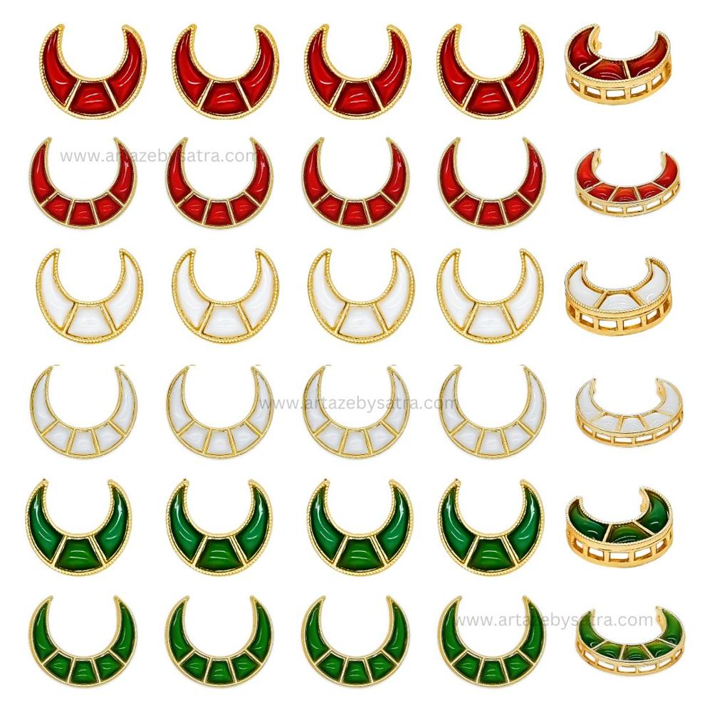 Chand Meenakari Kundan Beads | Size : 18,25mm | Qty : 6pcs