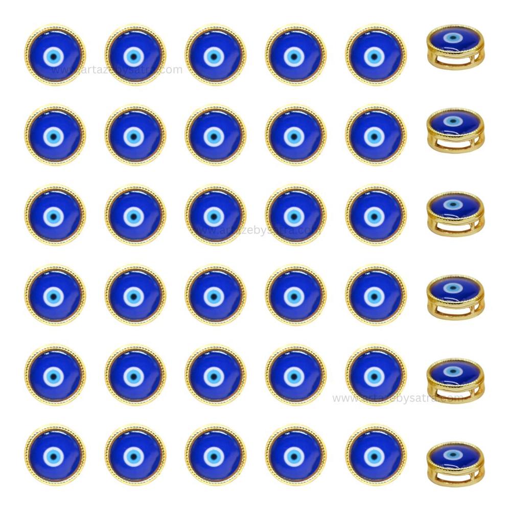 Round Evil Eye Meenakari Kundan Beads | Size : 12mm | Qty : 12pcs | MKB70