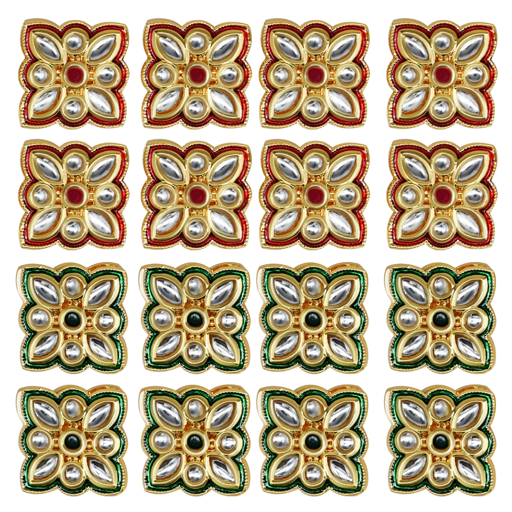 Meenakari Kundan Beads Connector | Size : 24mm | Qty : 4pcs | MKB51