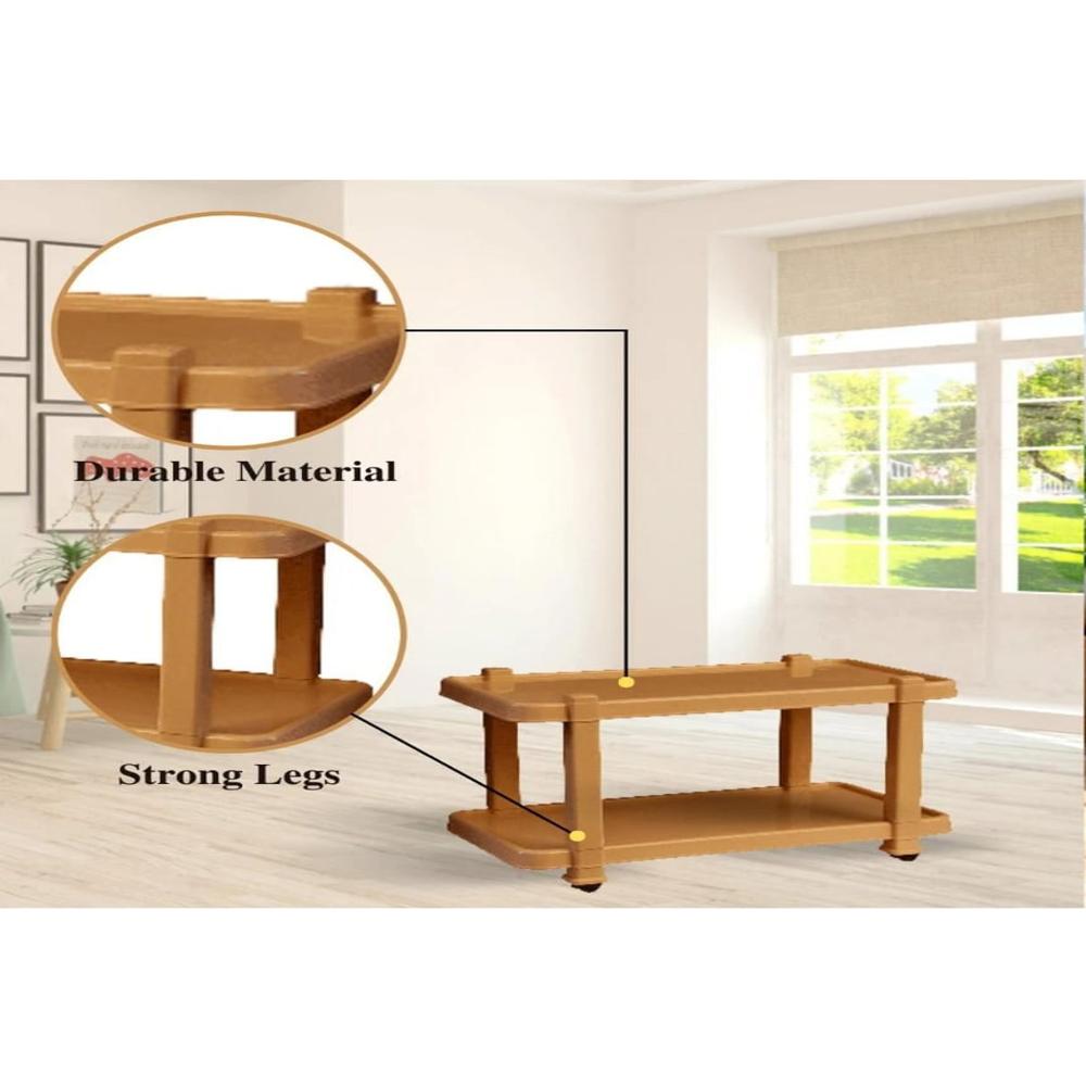 Italica Rectangular Center Trolly Table - Plastic Material, Smooth Finishing, Brown Color | Eco-friendly, Handmade, Warranty Included
