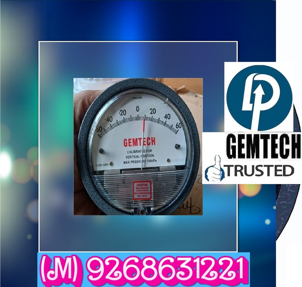 Pharmaceutical GEMTECH Differential Pressure Gauge in Yadgir Karnataka