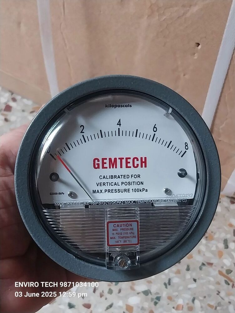 GEMTECH Differential Pressure Gauge Dealers Near Hospital Industry