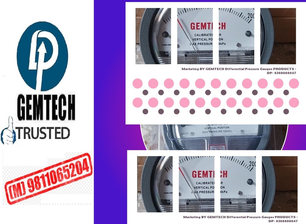 Wholesaler India Series G2000 GEMTECH DIFFERENTIAL PRESSURE GAUGE In Malpur Solan (HP)