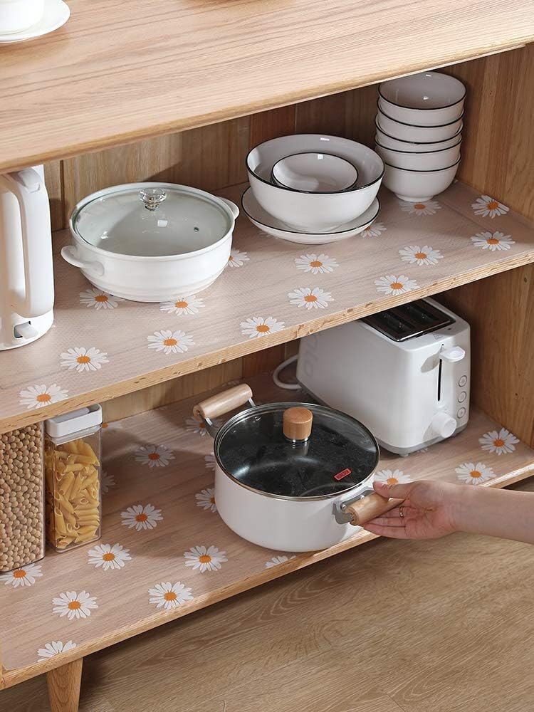Printed Drawer Mat Semi Transparent Non-slip Shelf Liners For Kitchen Cabinets
