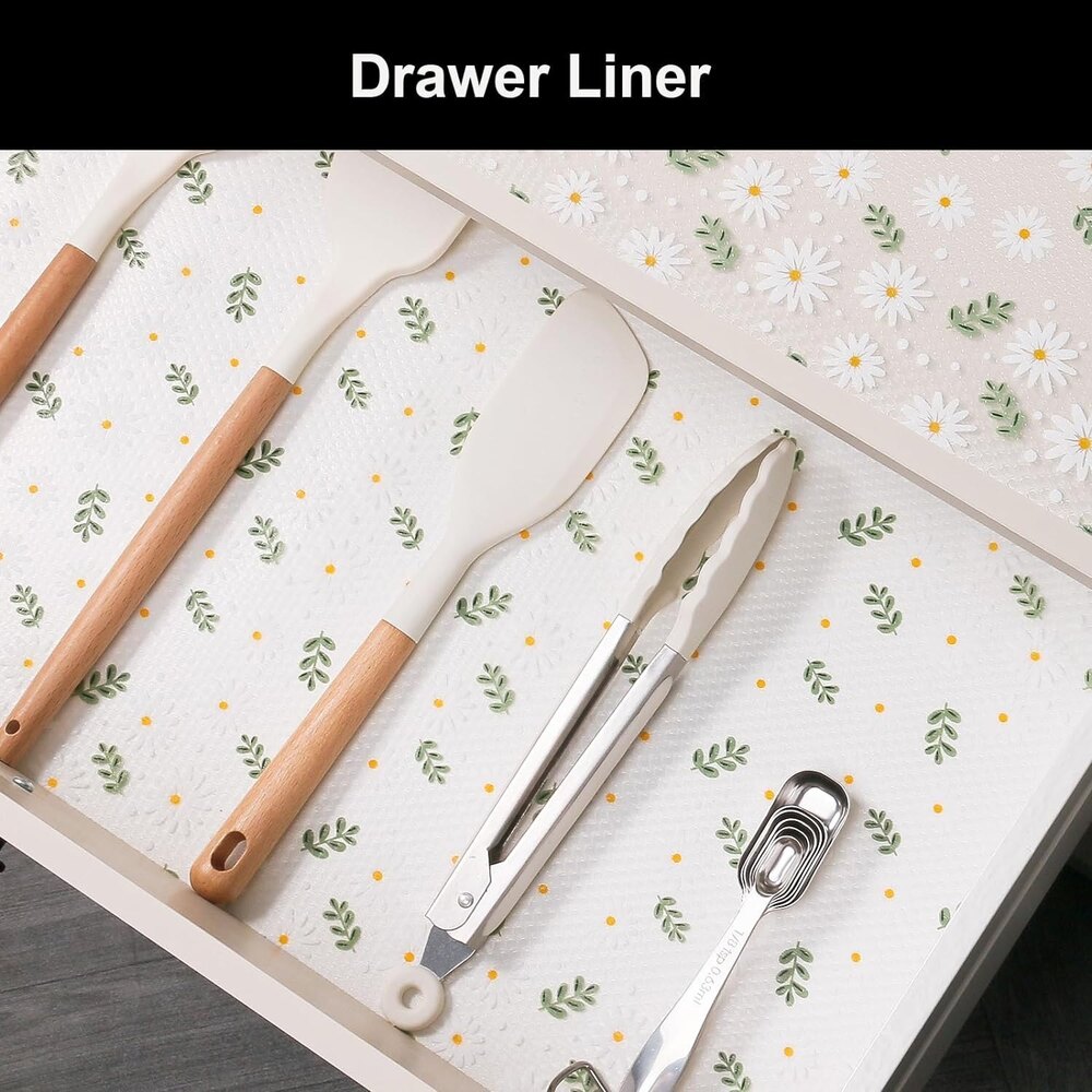 Printed Drawer Mat Semi Transparent Non-slip Shelf Liners For Kitchen Cabinets
