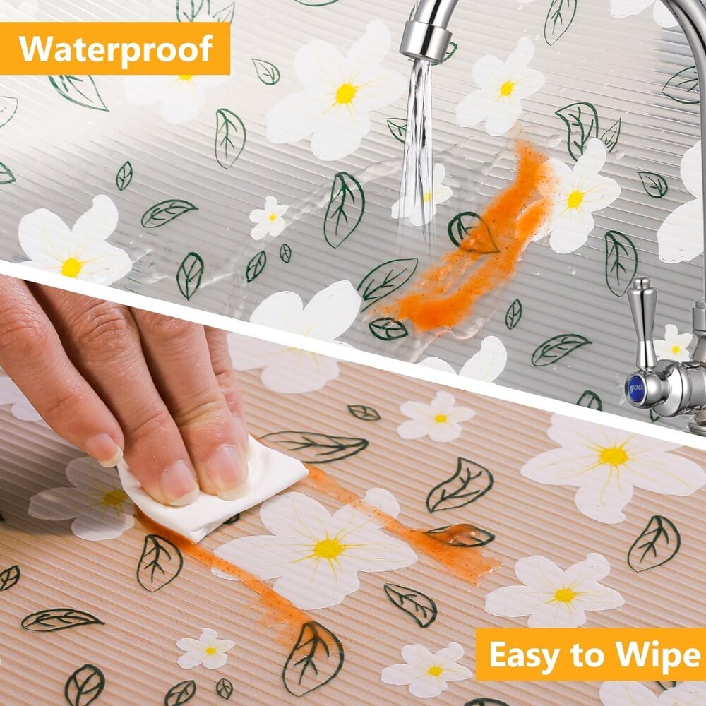 Printed Drawer Mat Semi Transparent Non-slip Shelf Liners For Kitchen Cabinets