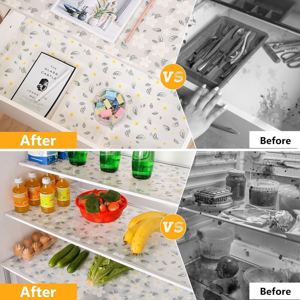 Printed Drawer Mat Semi Transparent Non-slip Shelf Liners For Kitchen Cabinets