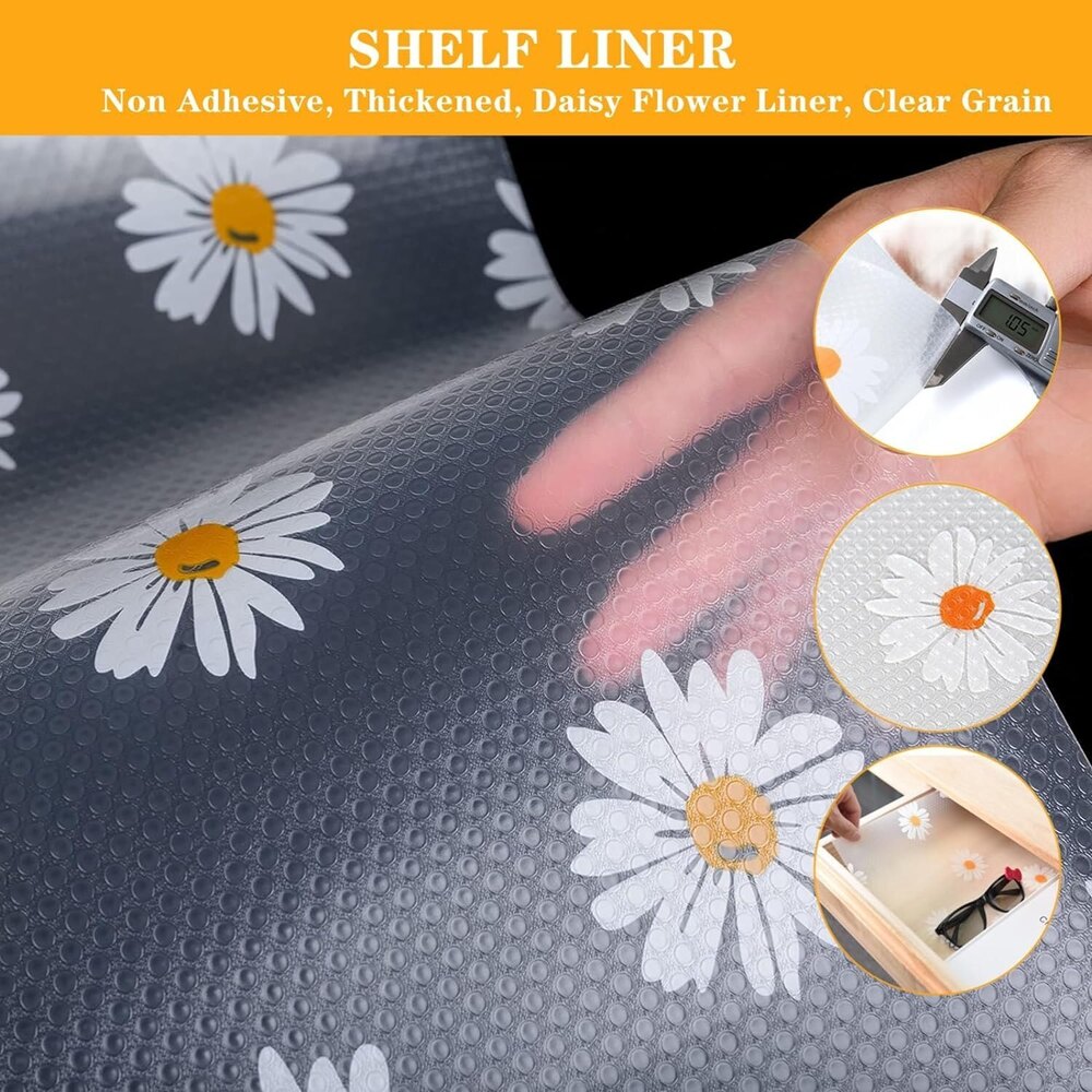 Printed Drawer Mat Semi Transparent Non-slip Shelf Liners For Kitchen Cabinets