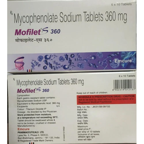 360Mg Mycophenolate Sodium Tablets - Drug Type: General Medicines