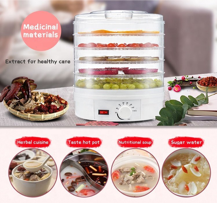 Plastic Electric Countertop Food Dehydrator 5 Tier Food Preserver